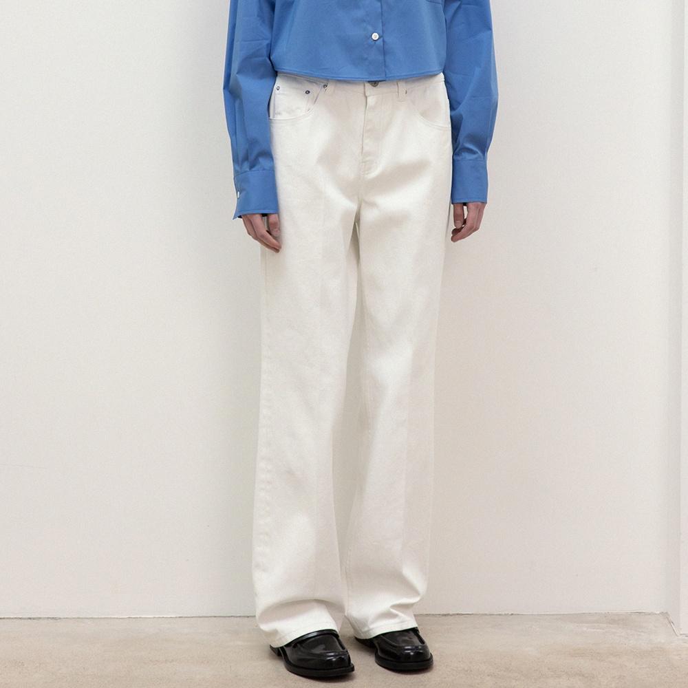 signature white denim pants (white)