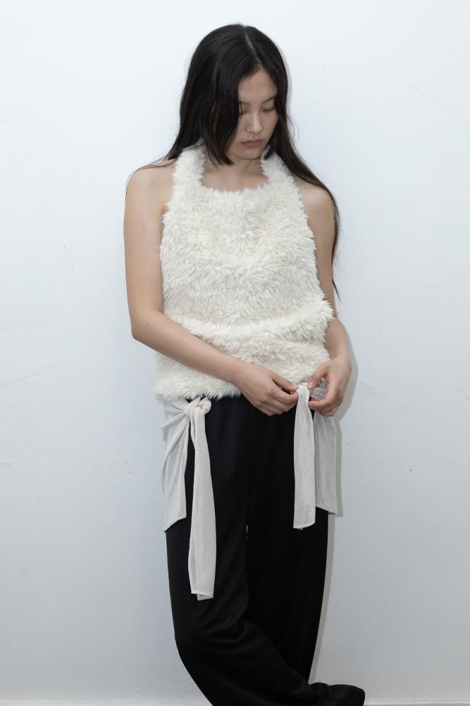 Fur halter top - Off white