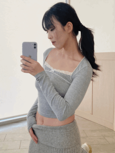 breedy square lace ribbon t shirts