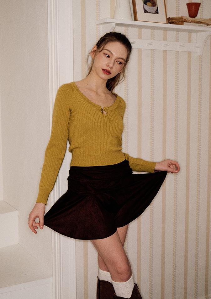 lotsyou_Cocoa Suede Mini Skirt Brown