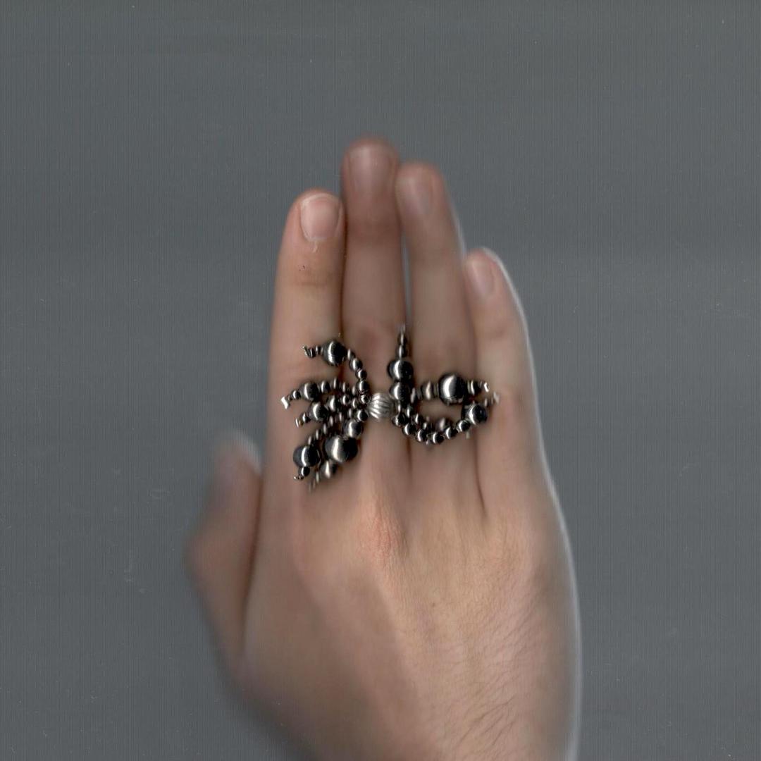 silverblack spider ring