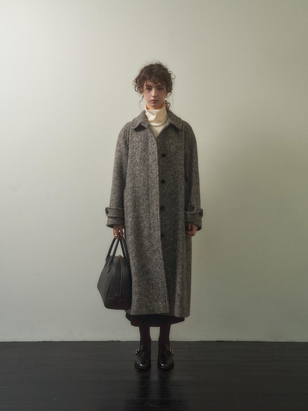 CHABROL COAT [ Salt & Pepper Black Tweed ] Donegal Tweed