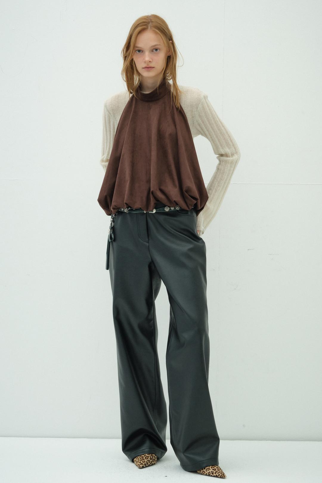 SEMI WIDE LEATHER PANTS_BLACK