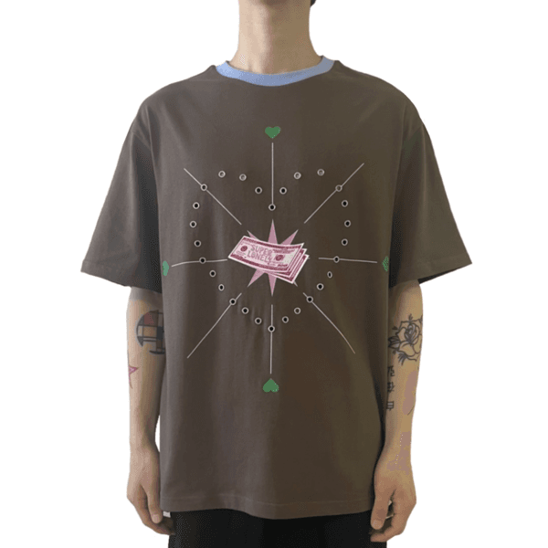 love money eyelet t-shirt (brown)