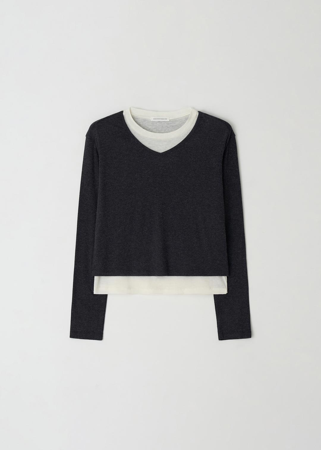 V-neck layered tee