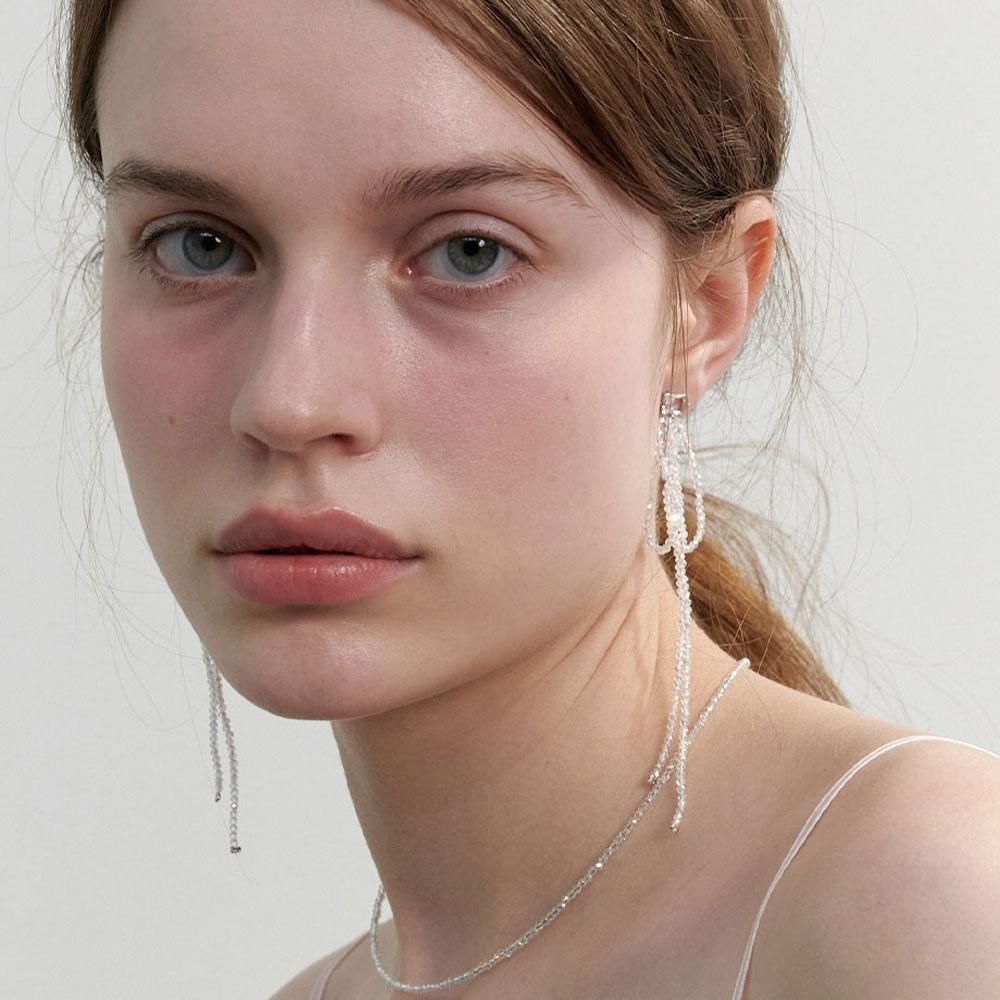 Shining Beads Ribbon Earrings (L241MER030)