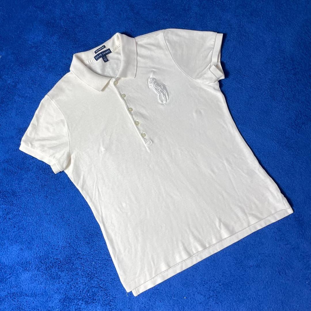 랄프로렌 화이트 빅포니 희귀 슬림핏 반팔 카라 티 | 후루츠패밀리