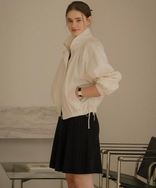 Raglan volume lovely nylon jumper_Ivory