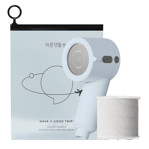 바른생활수 여행용 미니 샤워기 + 필터, 라이트블루, 1개 - 필터샤워기 | 쿠팡
