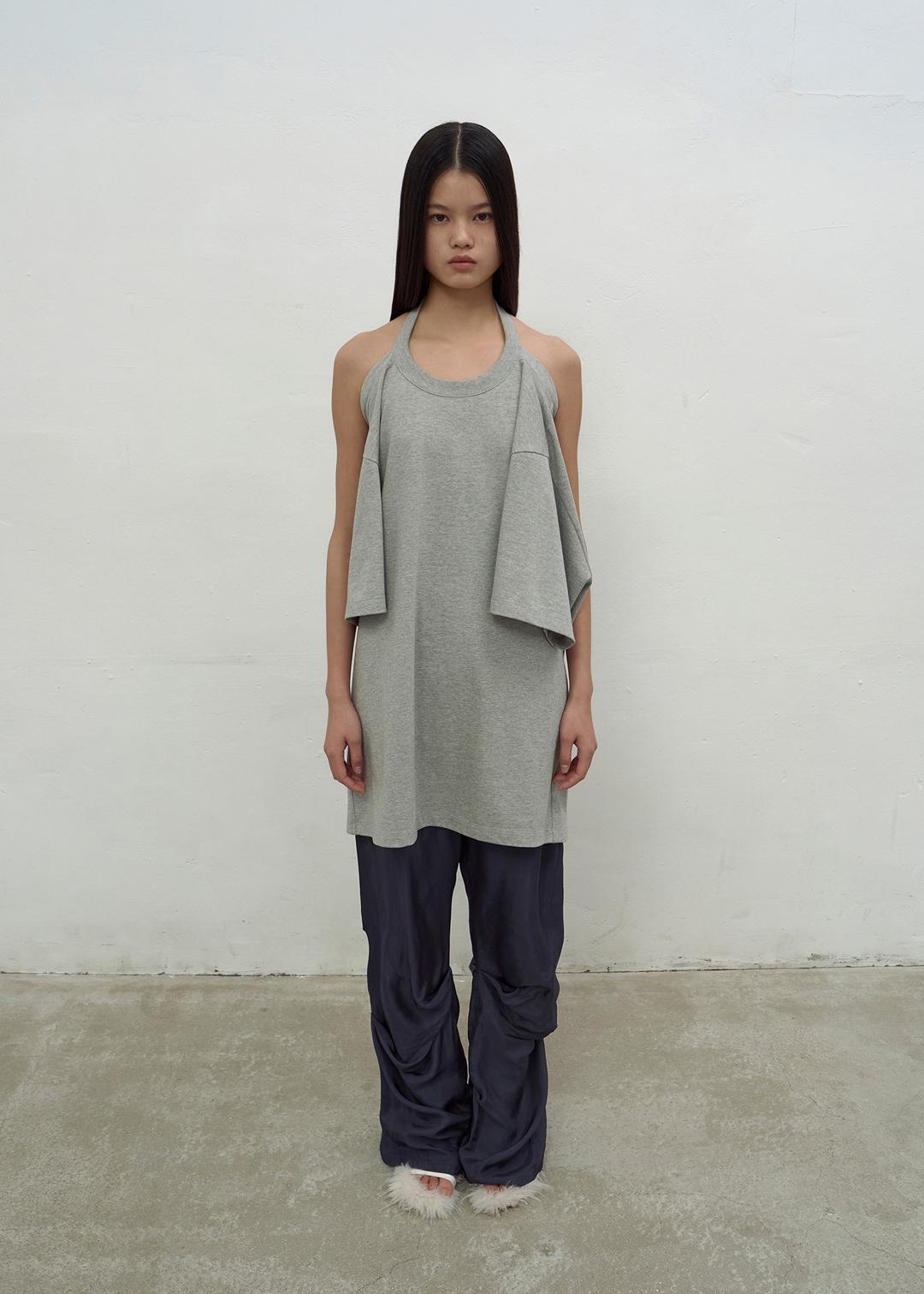 [2nd REORDER] HALTERNECK OVERSIZED T-SHIRT (MELANGE GREY)