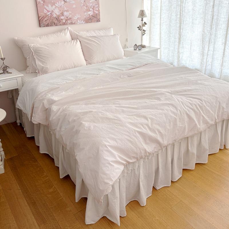 누비이불커버세트 양면심플 (화이트+핑크)