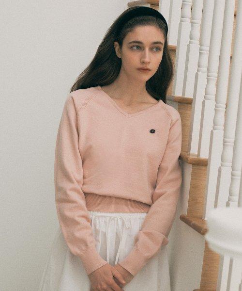 SOFT V NECK KNIT PINK