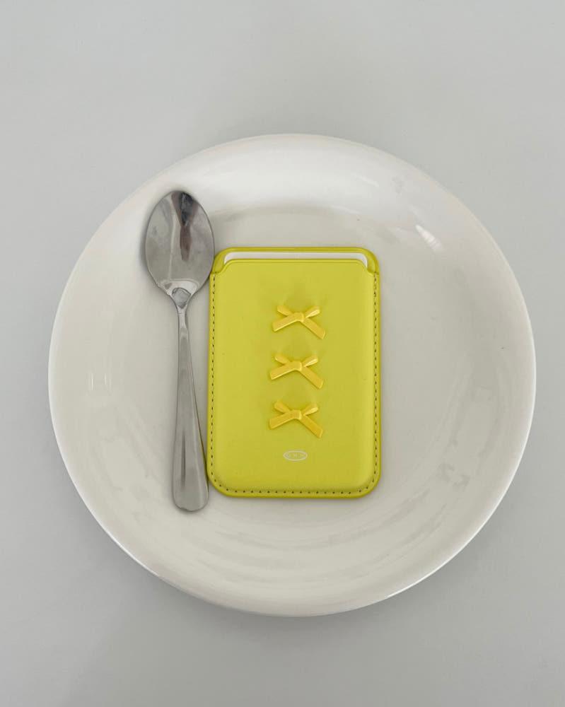 (맥세이프) 파스텔 옐로 카드홀더 (옐로리본,화이트플라워,옐로잔꽃)