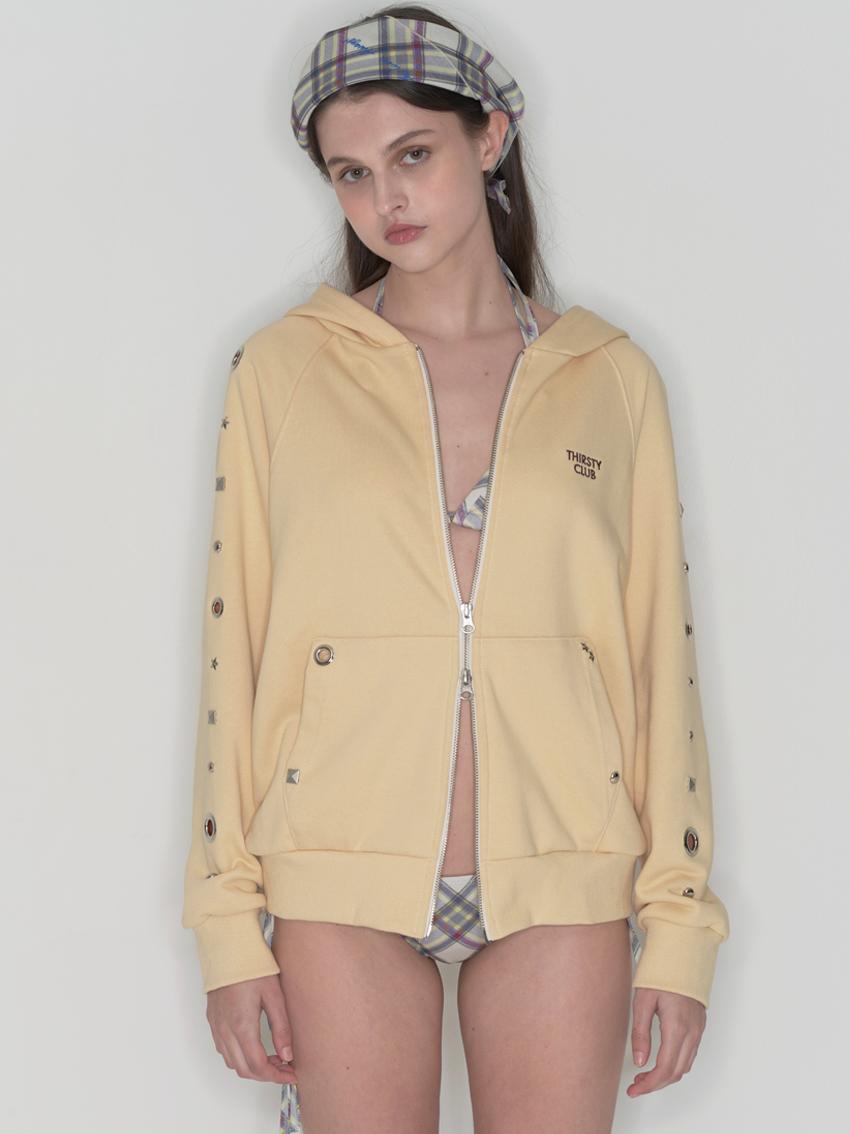Studded set zip up hoodie - Butter