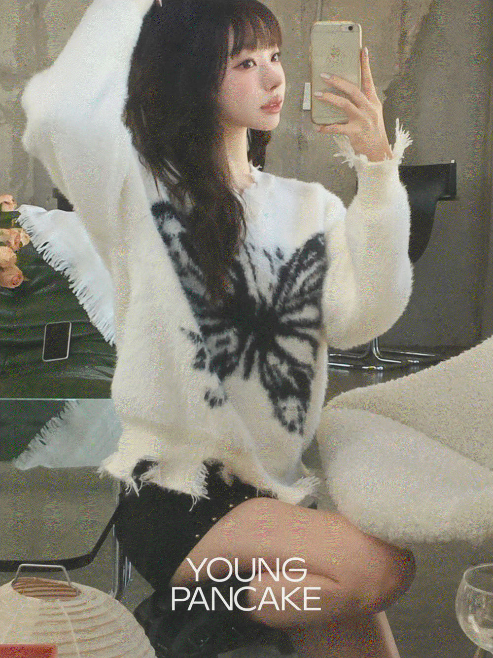 [루즈핏/모헤어🫶🏻] Butterfly damaged mohair knit