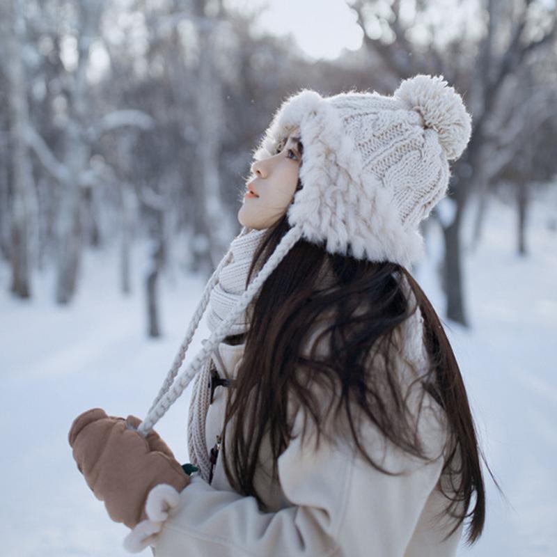 귀달이모자 보송보송 밍크 토끼털 스키 군밤 트래퍼햇 귀마개 방한모 여성 겨울 귀도리 모자