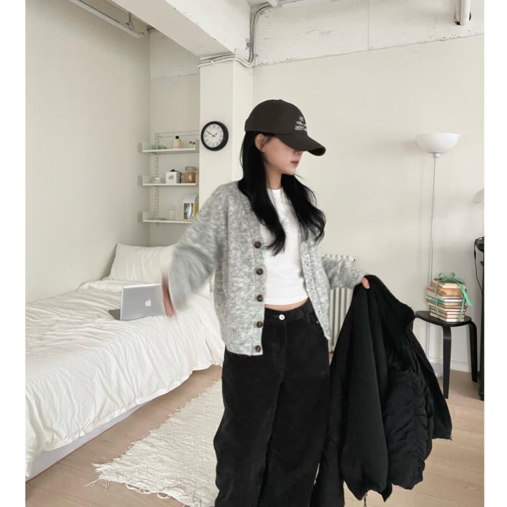 wool button V cardigan 레이블 울 브이넥 가디건 (5color)
