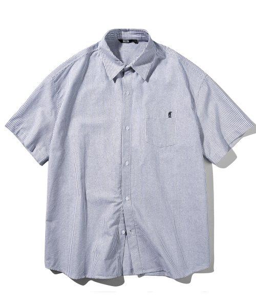 시티보이 보트자수 옥스포드 오버핏 반팔셔츠 (NAVY STRIPE)