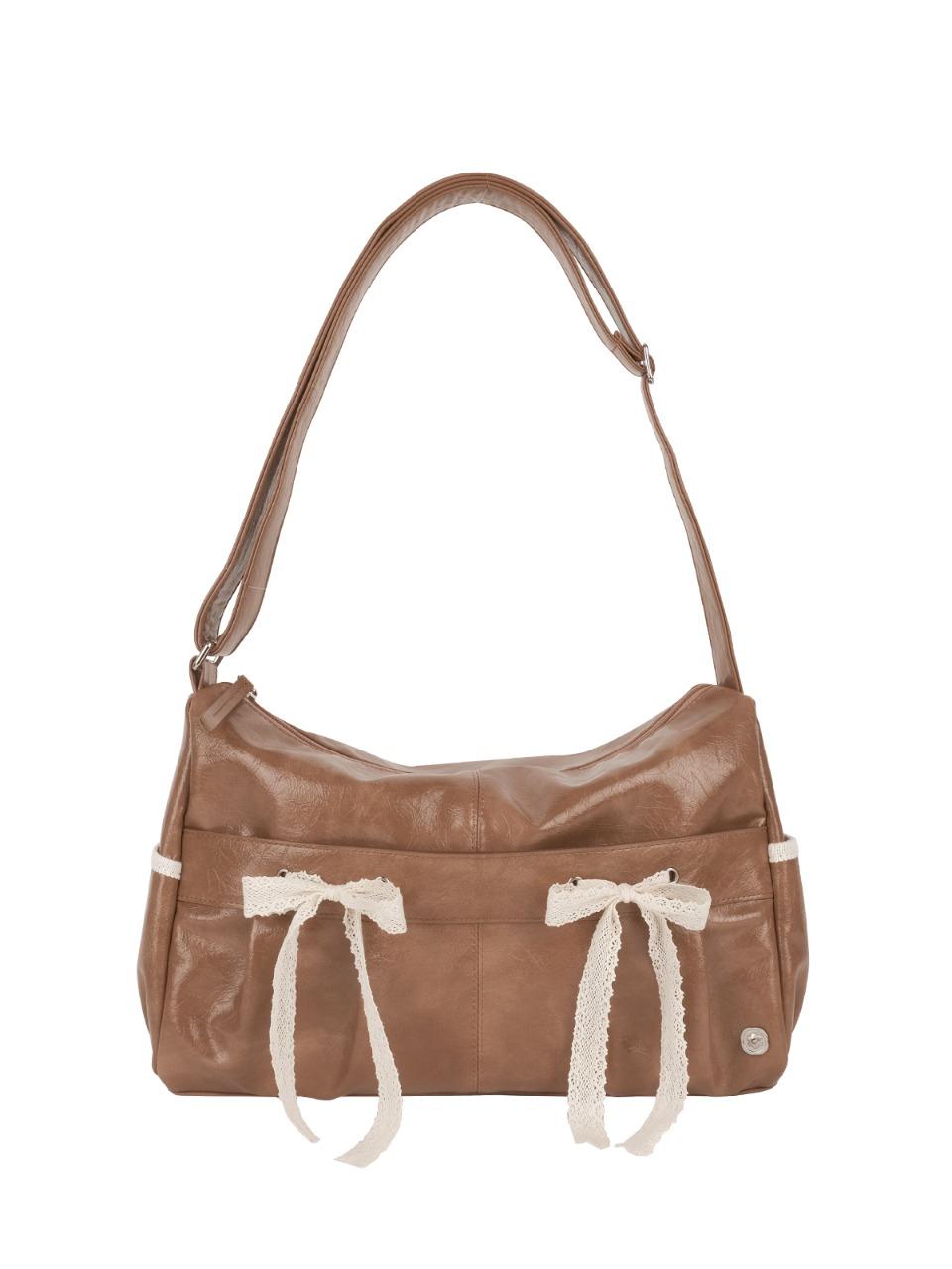 Ribbon duffel bag_caramel brown