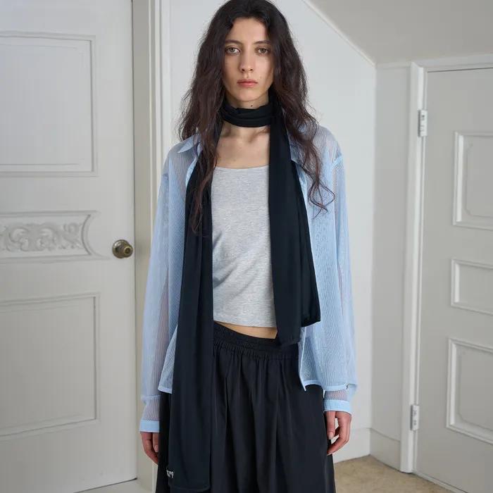 Sheer Mesh Shirt / Light blue