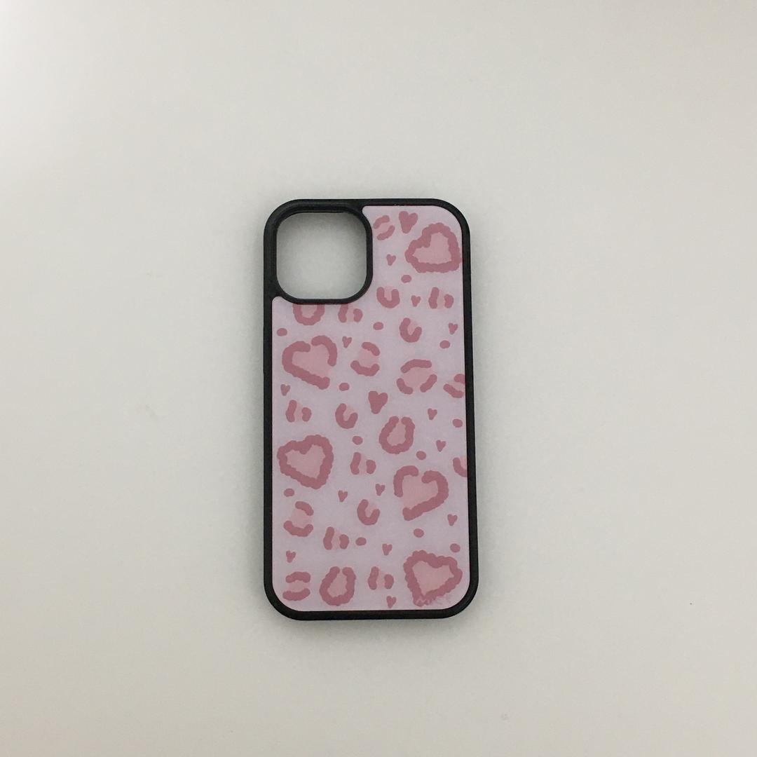 pink heart leopard case (glass)