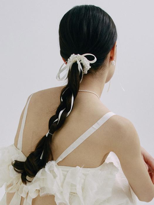 HTY005 Ivory pearl hair tie