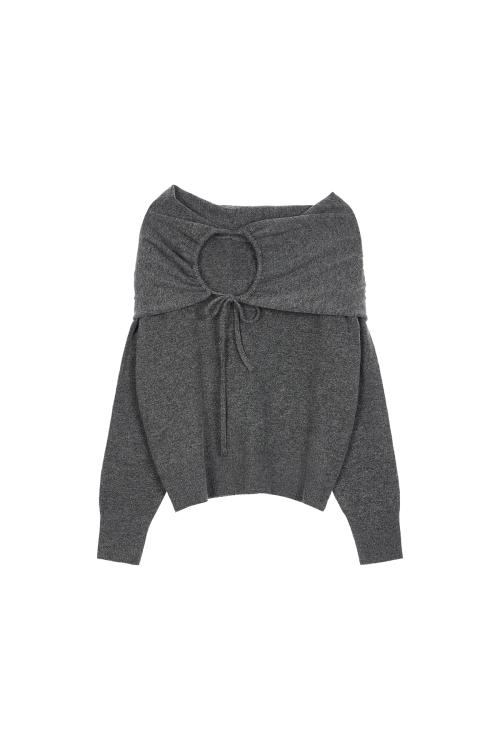HUG ME STRING OFF SHOULDER KNIT IN CHARCOAL