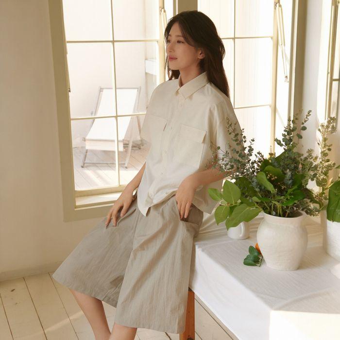 시원서커 DRY ICE 버뮤다 팬츠 W_ICE BEIGE_KWM253545I