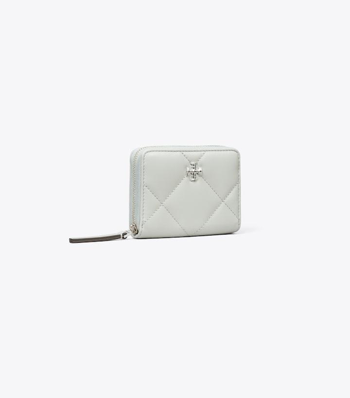 Kira Diamond Quilt Small Zip Wallet - Light Titanium