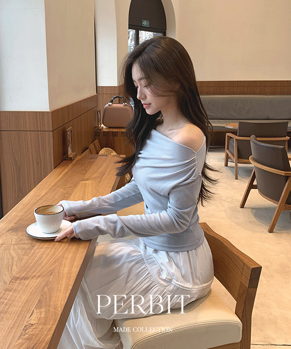 퍼빗 [인생셔링티🩰/3way] [P.B MADE] 아멜리 셔링 여리핏 보트넥 드레이프티 - 5color