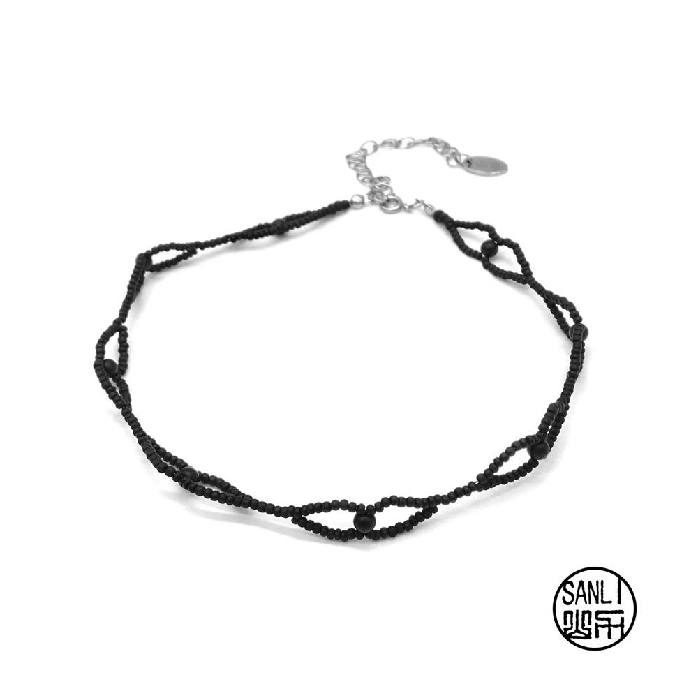 Beaded eye lace choker (black)