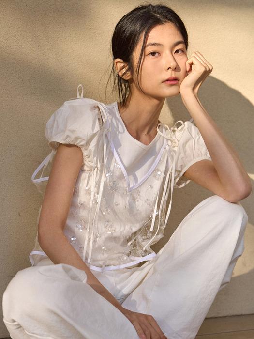 Sparkle Bustier Sleeveless Top [White]