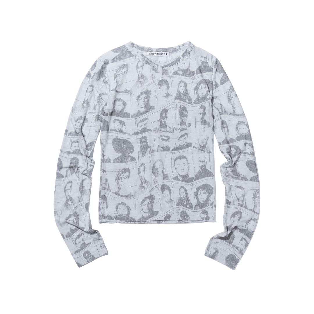 WOMEN PORTRAIT PRINTING LONG SLEEVE L/GREY