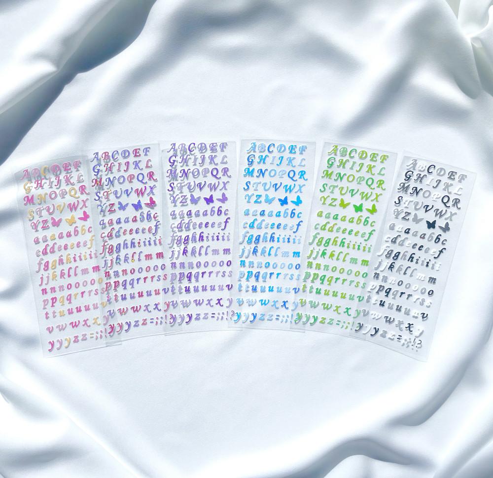 알파벳 홀로그램 컨페티 스티커 폴꾸 다이어리 바인더 꾸미기 폴라로이드 포카 다꾸 탑꾸