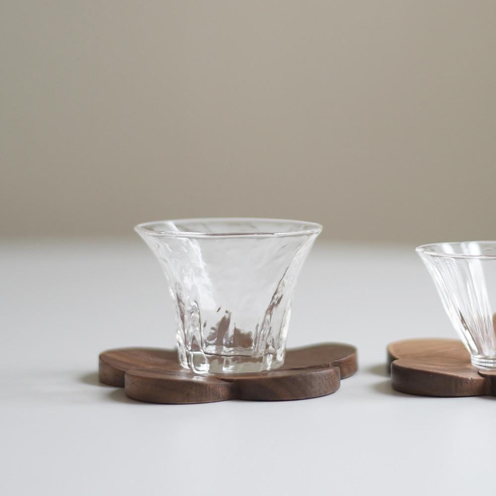 활짝 핀 유리 찻잔  미니 내열유리 다도 입문