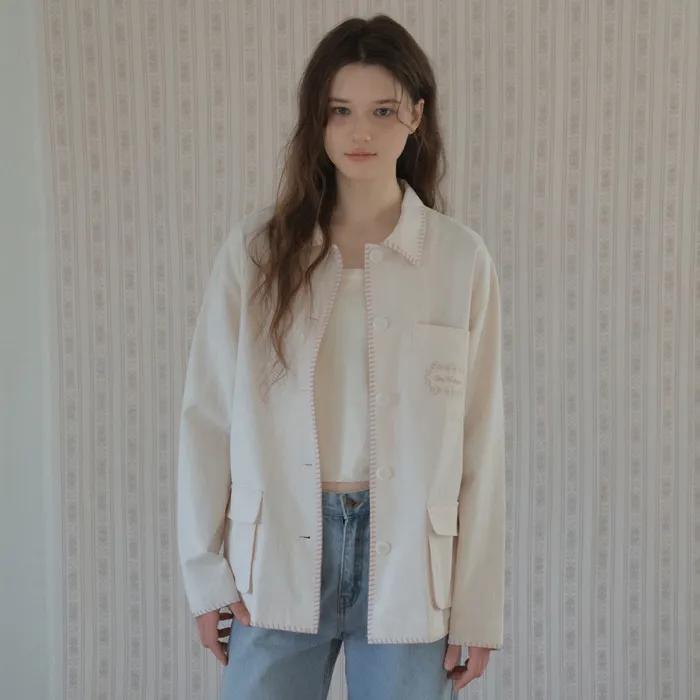 Melo Embroidered Work Jacket_Cream(O26OT02)