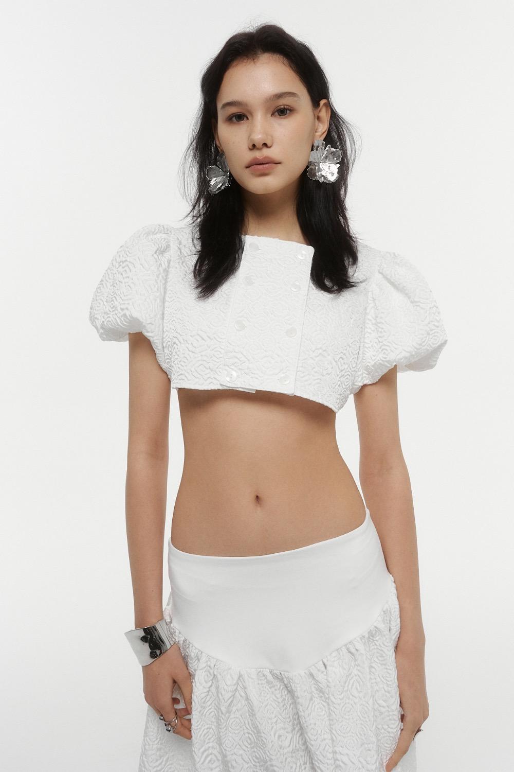 CROP PUFF BLOERO JACKET  -White-