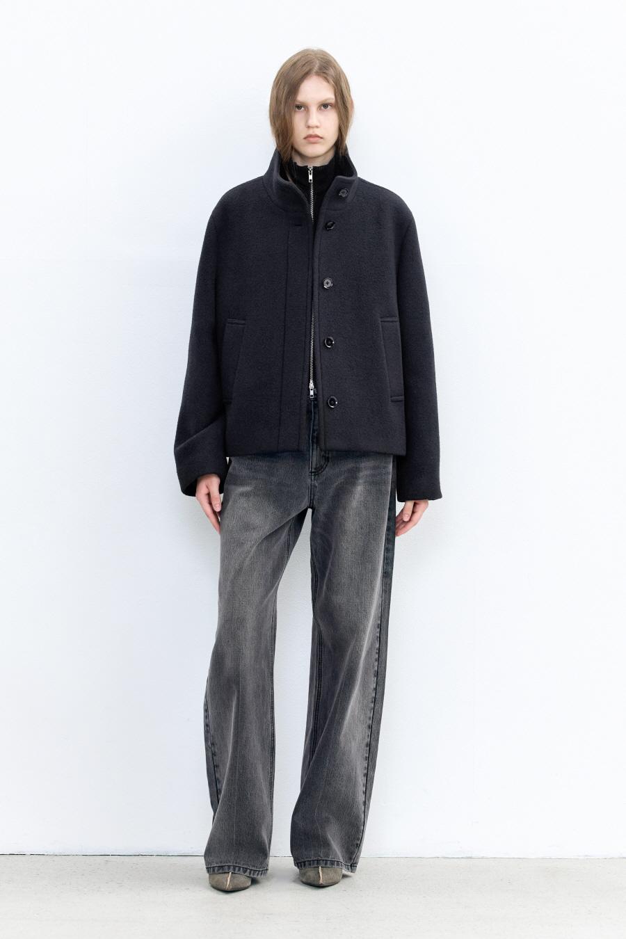 미니멀 쇼트 코트 DARK NAVY