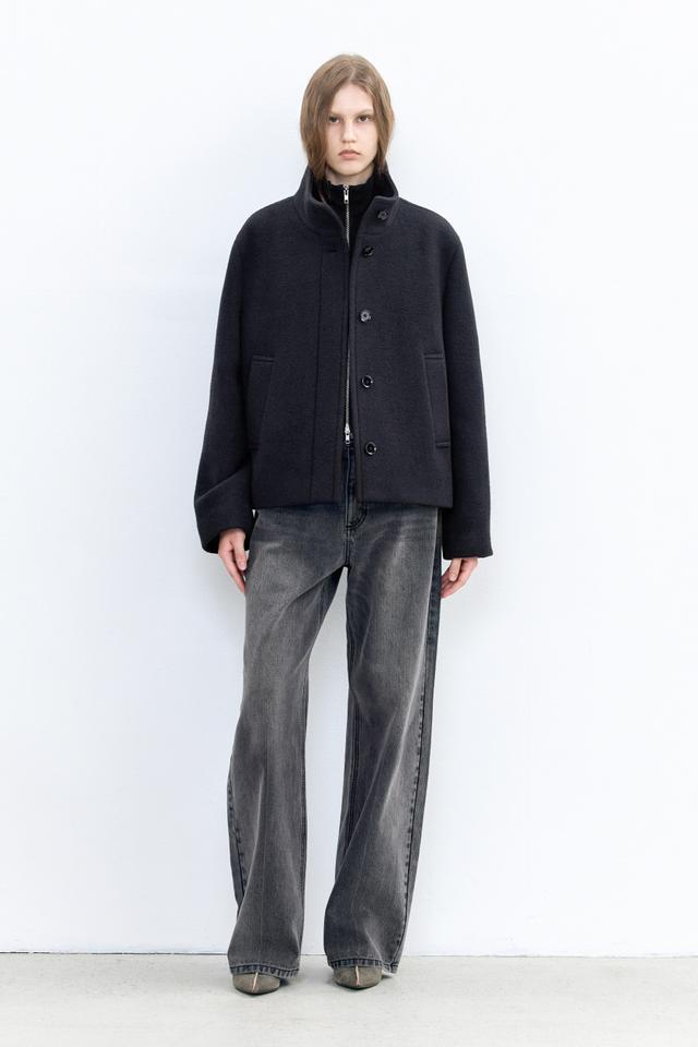 미니멀 쇼트 코트 DARK NAVY