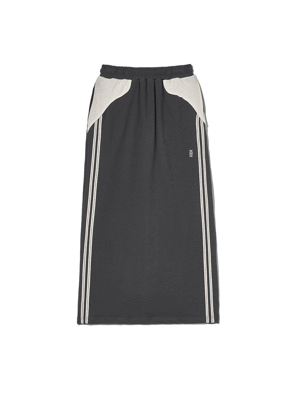 Football Jersey Long Skirt Charcoal Ivory