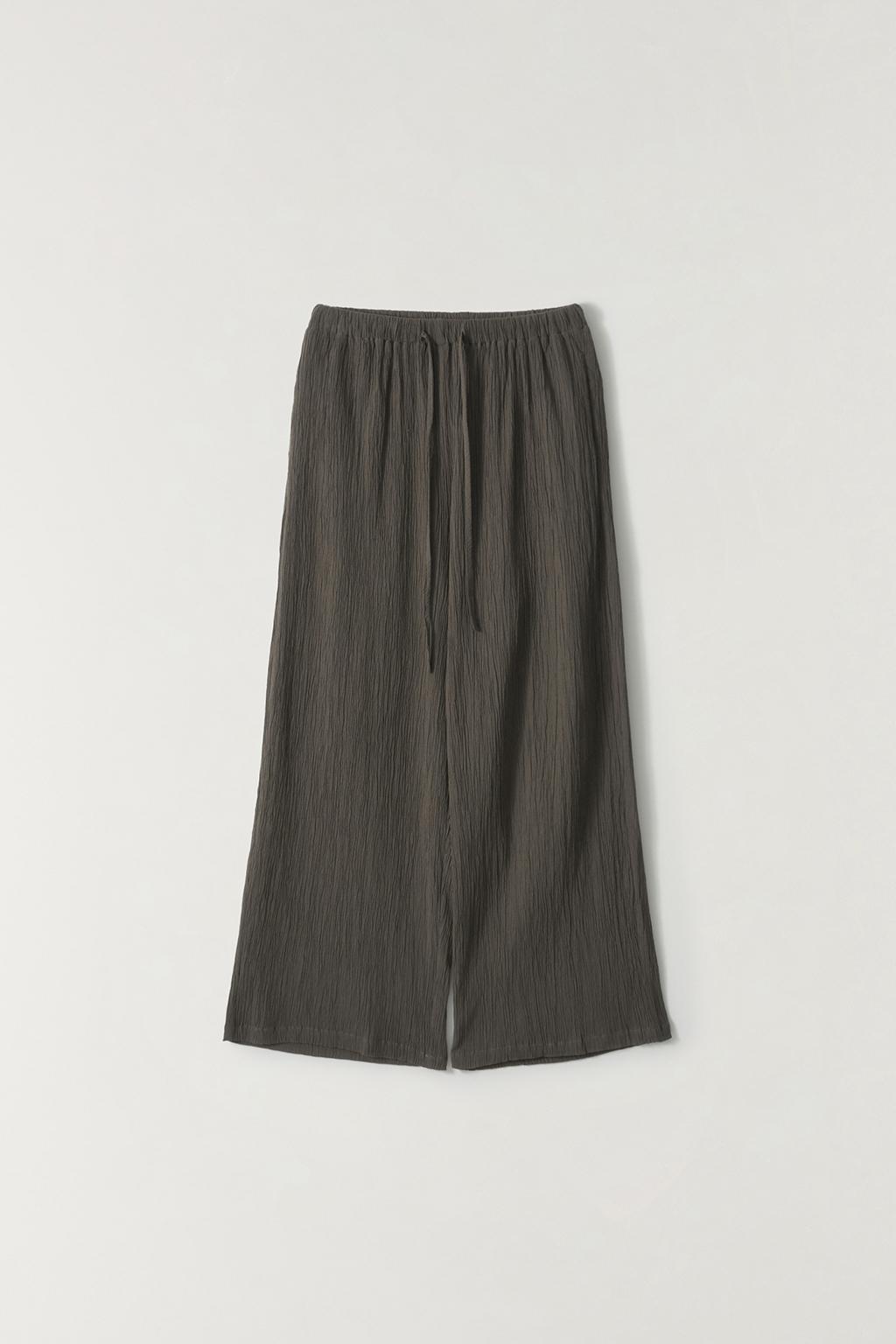 플리츠 와이드 밴딩 팬츠 KHAKI