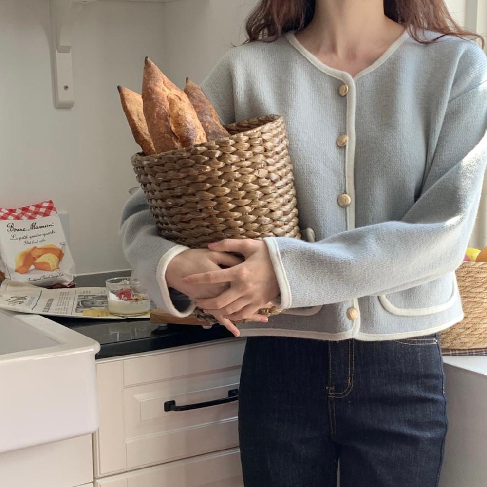 브리엘CD (3col) 러블리한 캐주얼 배색가디건 가디건 가벼운자켓 니트자켓 데일리아우터