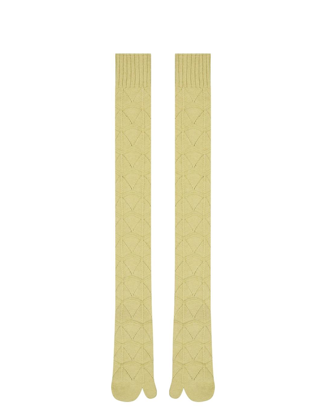 LACE TABI KNEE HIGH SOCKS IN WOOL / LIME YELLOW