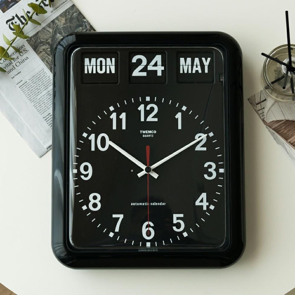 트웸코 플립 벽시계 BQ-12A 캘린더 인테리어 거실 사무실 대형 아날로그 모던 벽걸이시계