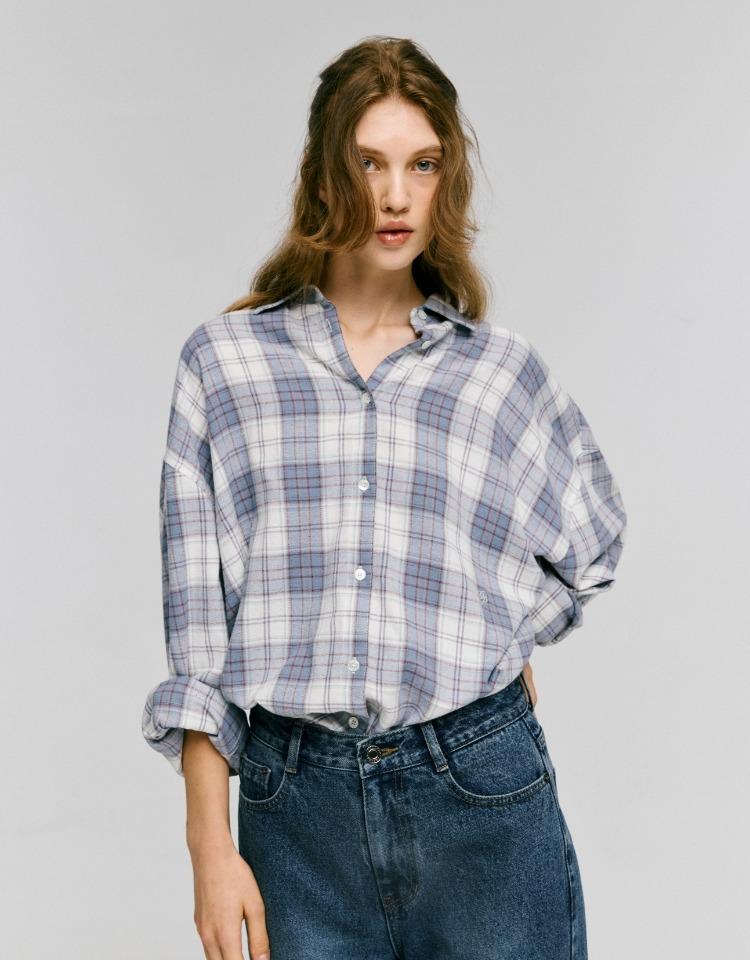oversized flannel check shirts - blue check