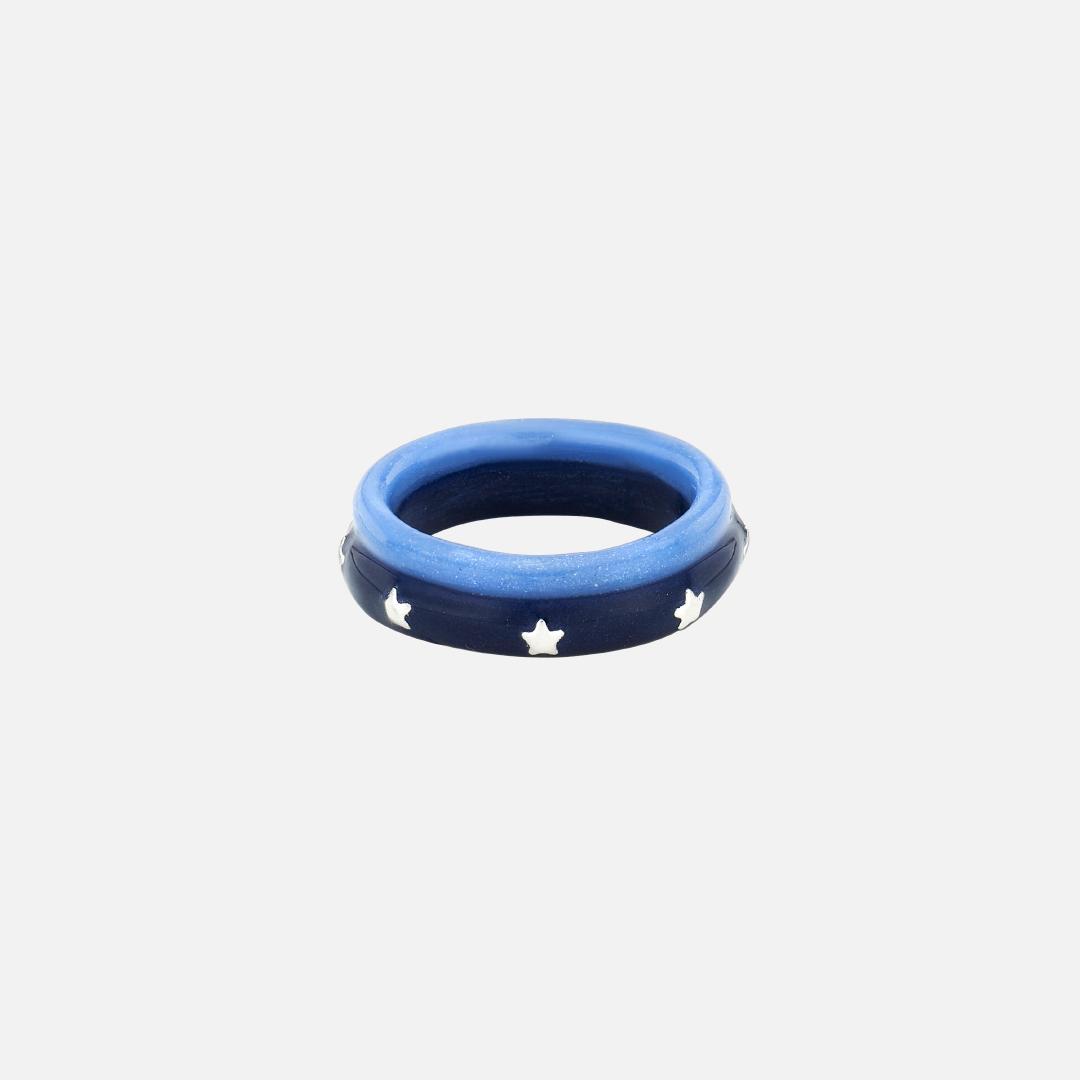 star two track ring-blue