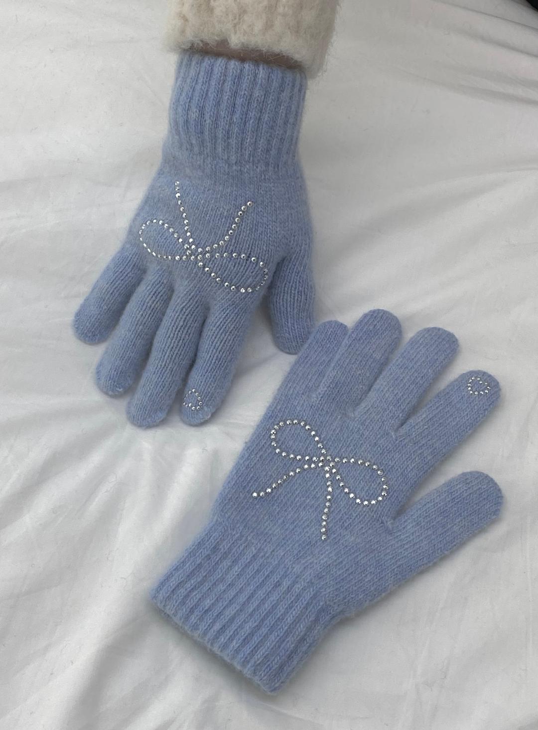 ribbon heart gloves (baby blue)
