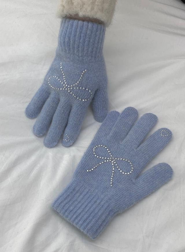 ribbon heart gloves (baby blue)