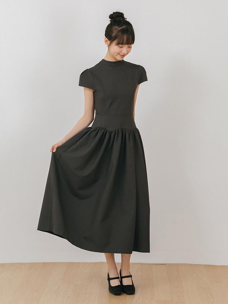 브라이덜 스틸 라인 원피스_차콜