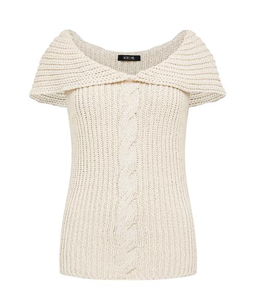 Off-shoulder knit sleeveless, ivory